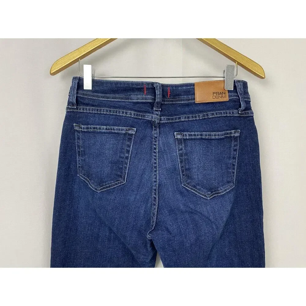 Fran Denim Madison Jeans Womens 30 Dark Wash Mid Rise Straight Stretch 28x31 - Picture 3 of 12